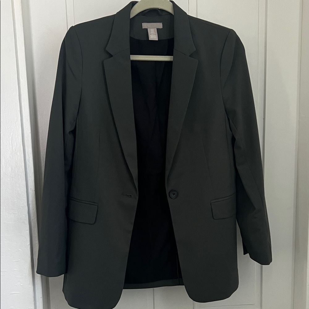 H&M dark gray/green Single-Button Tailored Blazer